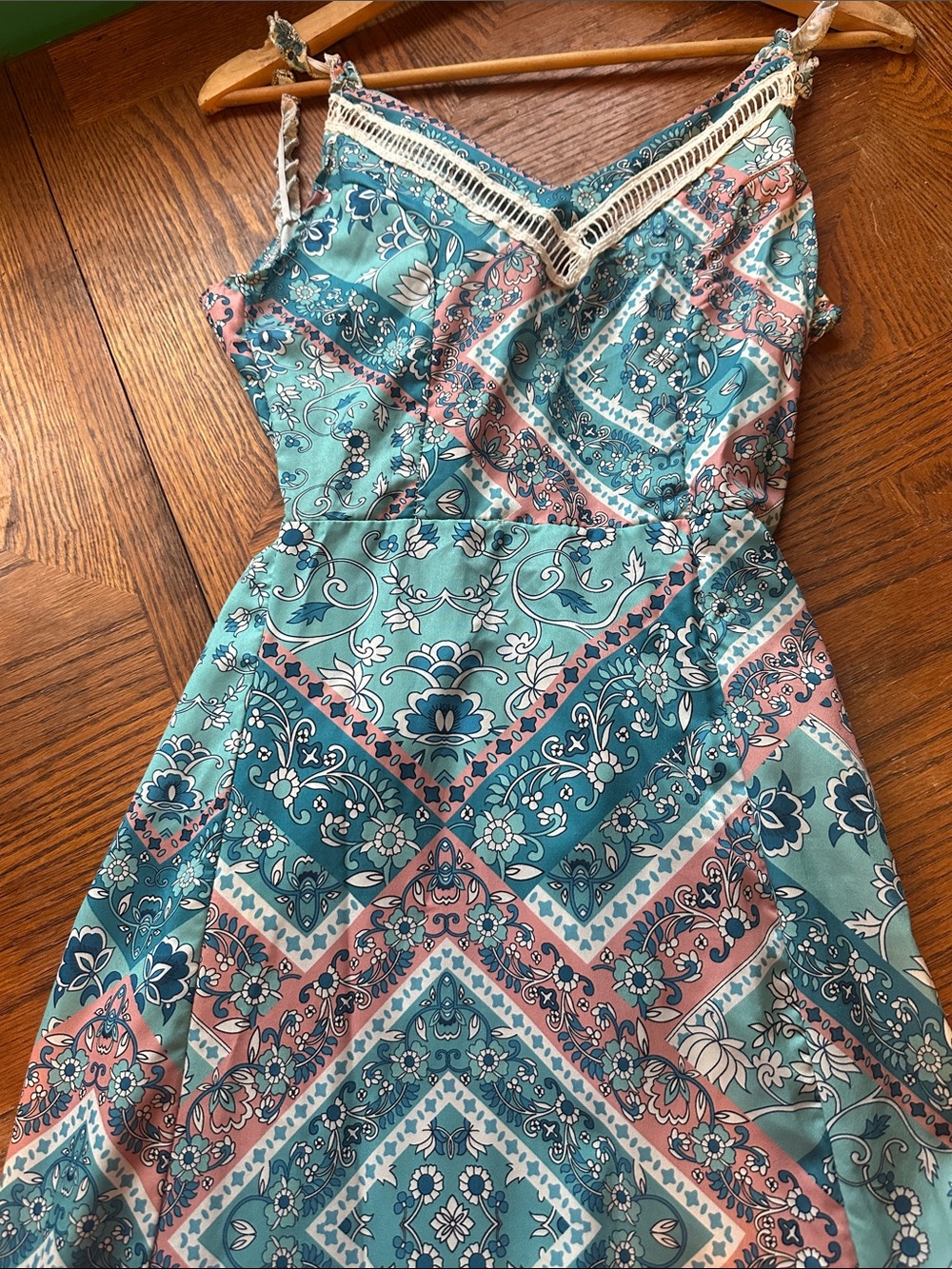 Source Unknown Teal and Pink Paisley Maxi Dress